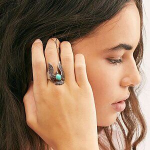 Free People Jewelry Silver Plated Boho Eagle Silver Ring Tribal Boho Jewelry